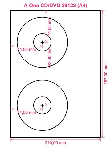 A-One CD DVD 29123 (A4) label template layout