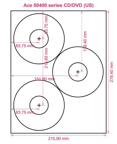 Ace 50400 series CD DVD (US) label template layout