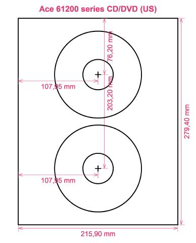 Ace 61200 series CD DVD (US) label template layout