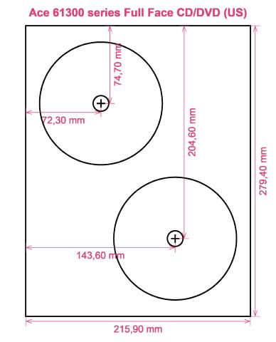 Ace 61300 series Full Face CD DVD (US) label template layout