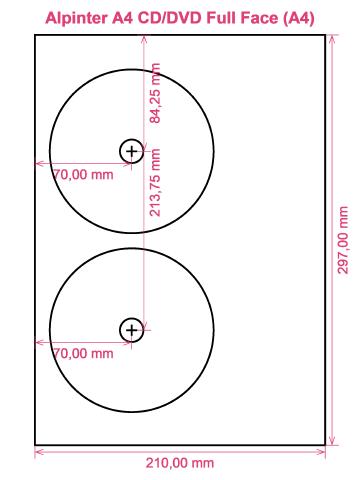 Alpinter A4 CD DVD Full Face (A4) label template layout
