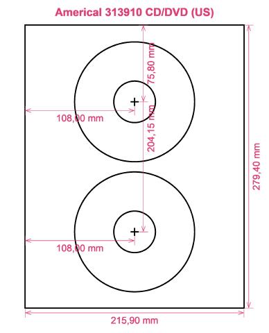 Americal 313910 CD DVD (US) label template layout