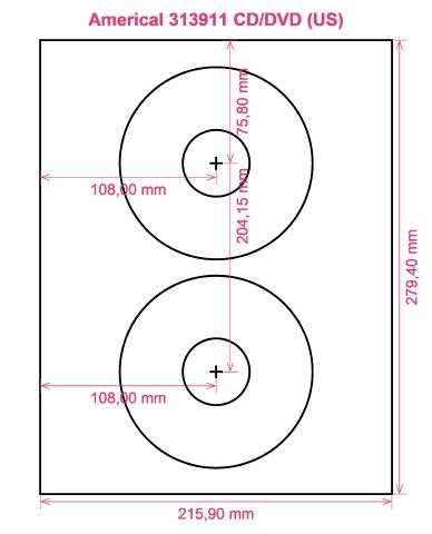 Americal 313911 CD DVD (US) label template layout