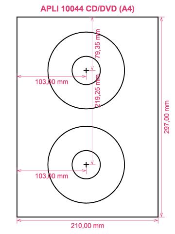 APLI 10044 CD DVD (A4) label template layout