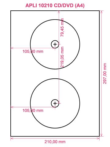 APLI 10210 CD DVD (A4) label template layout