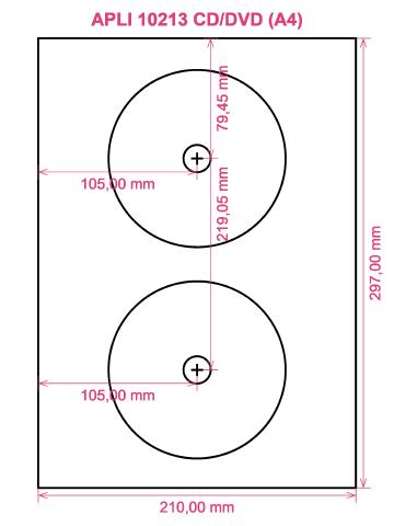 APLI 10213 CD DVD (A4) label template layout