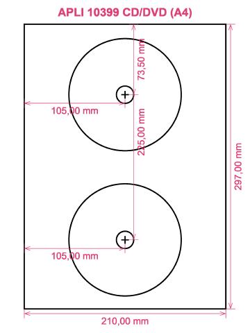 APLI 10399 CD DVD (A4) label template layout