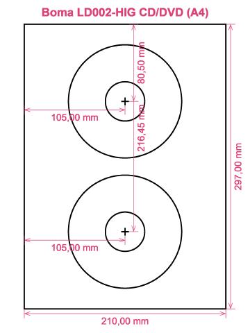 Boma LD002-HIG CD DVD (A4) label template layout