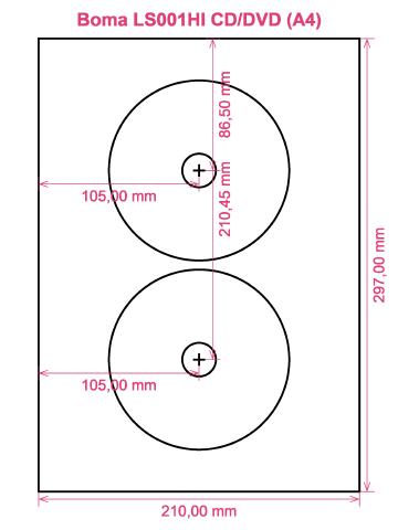 Boma LS001HI CD DVD (A4) label template layout