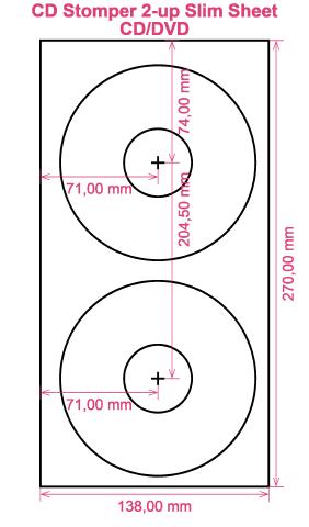 CD Stomper 2-up Slim Sheet CD DVD label template layout