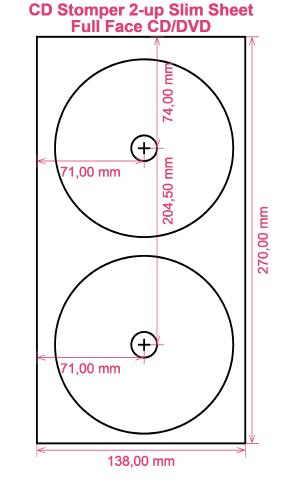 CD Stomper 2-up Slim Sheet Full Face CD DVD label template layout