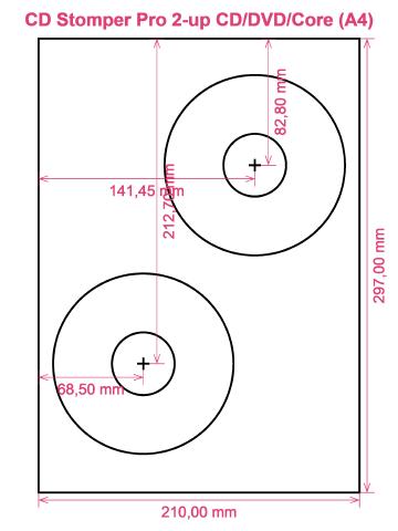 CD Stomper Pro 2-up CD DVD Core (A4) label template layout