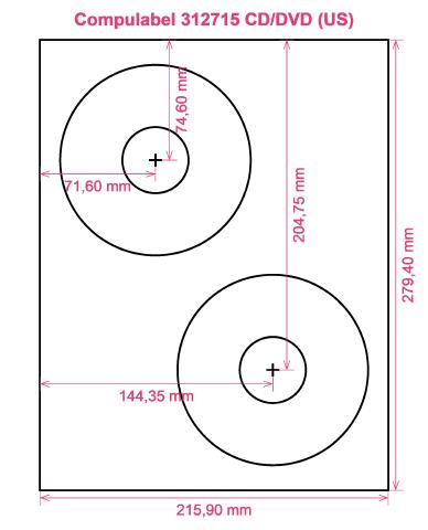 Compulabel 312715 CD DVD (US) label template layout