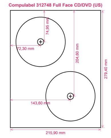 Compulabel 312748 Full Face CD DVD (US) label template layout