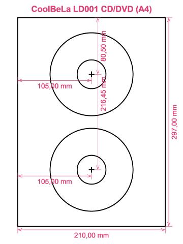 CoolBeLa LD001 CD DVD (A4) label template layout