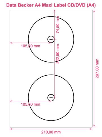 Data Becker A4 Maxi Label CD DVD (A4) label template layout