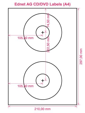 Ednet AG CD DVD Labels (A4) label template layout