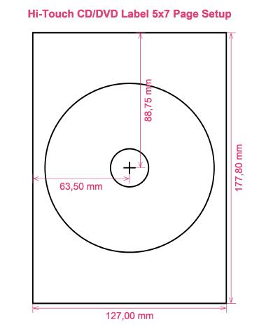 Hi-Touch CD DVD Label 5x7 Page Setup label template layout