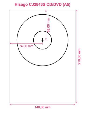 Hisago CJ2843S CD DVD (A5) label template layout