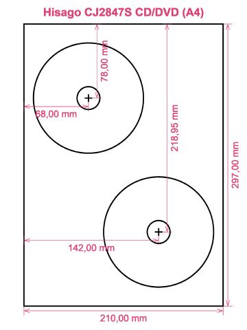 Hisago CJ2847S CD DVD (A4) label template layout