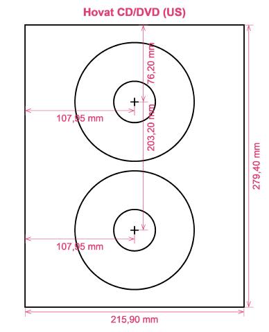 Hovat CD DVD (US) label template layout