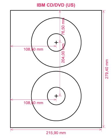 IBM CD DVD (US) label template layout