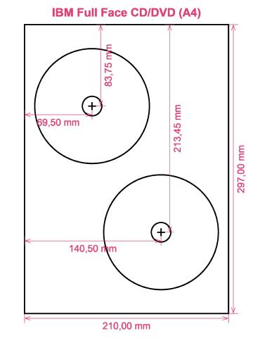 IBM Full Face CD DVD (A4) label template layout