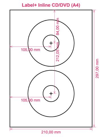 Label+ Inline CD DVD (A4) label template layout