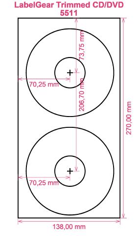 LabelGear Trimmed CD DVD 5511 label template layout