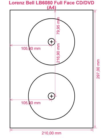 Lorenz Bell LB6080 Full Face CD DVD (A4) label template layout