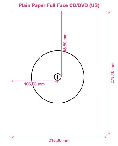 Plain Paper Full Face CD DVD (US) label template layout