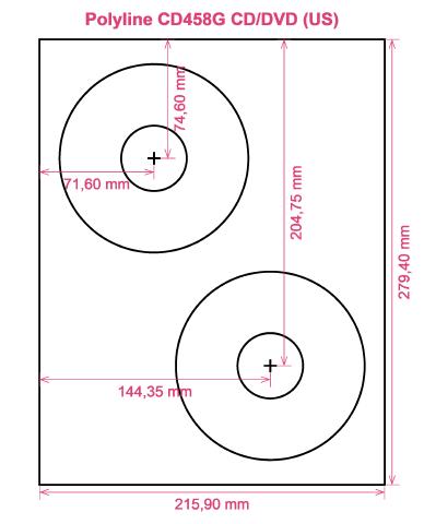 Polyline CD458G CD DVD (US) label template layout