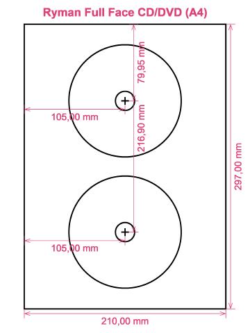 Ryman Full Face CD DVD (A4) label template layout