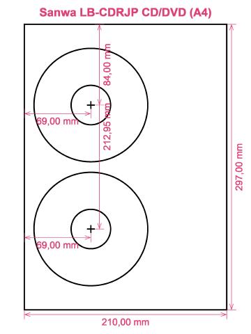 Sanwa LB-CDRJP CD DVD (A4) label template layout