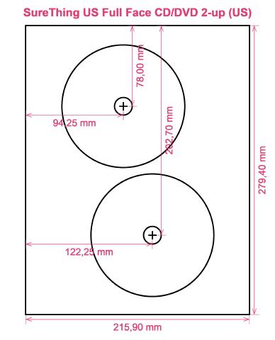 SureThing US Full Face CD DVD 2-up (US) label template layout