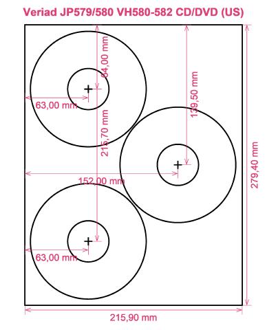 Veriad JP579 580 VH580-582 CD DVD (US) label template layout