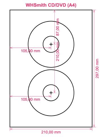 WHSmith CD DVD (A4) label template layout