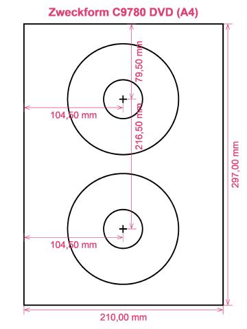 Zweckform C9780 DVD (A4) label template layout