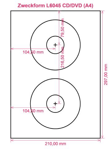 Zweckform L6045 CD DVD (A4) label template layout