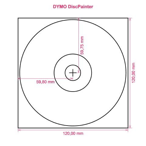 DYMO DiscPainter printer CD DVD tray layout