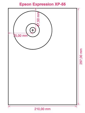 Epson Expression XP-55 printer CD DVD tray layout