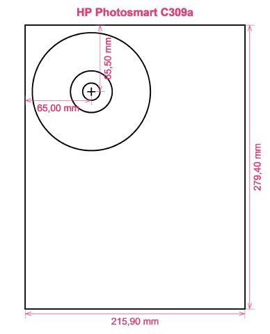 HP Photosmart C309a printer CD DVD tray layout