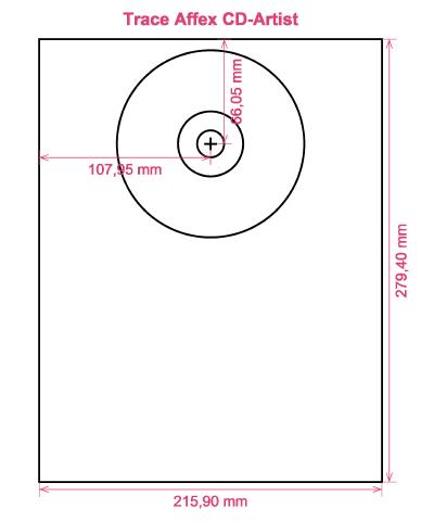 Trace Affex CD-Artist printer CD DVD tray layout