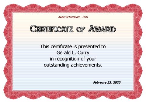 Award Certificate template