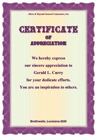 Certificate of Appreciation template