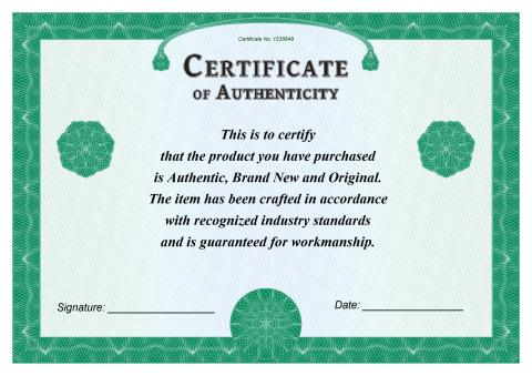Certificate of Authenticity template