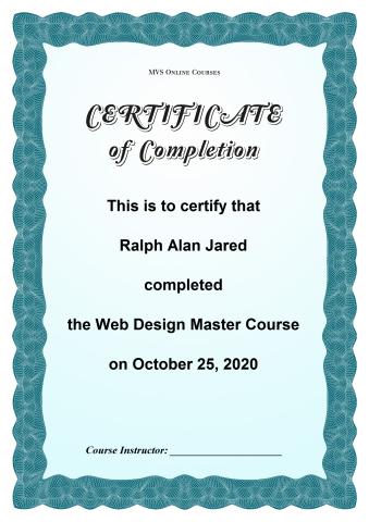 Certificate of Completion template