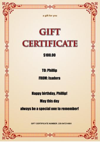 Gift Certificate 3 template