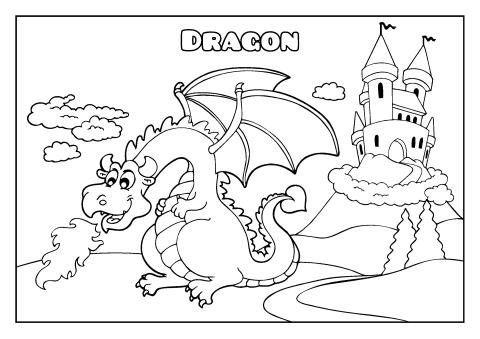 Dragon coloring book template