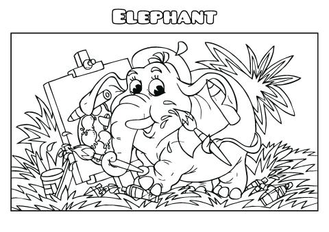 Elephant coloring book template